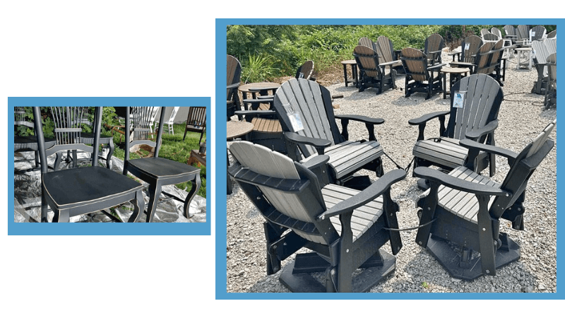 outdoor cedar furniture finished with black  Rust-Oleum paint